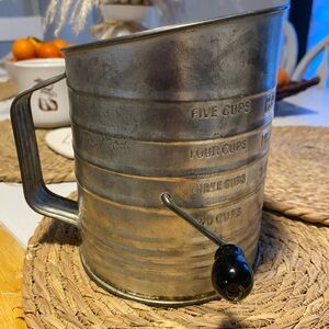 Vintage Metal Flour Sifter with Black Handle